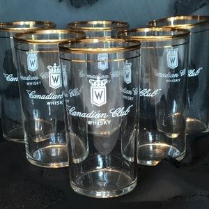 Set of 6 vintage Canadian Club whiskey glasses.
